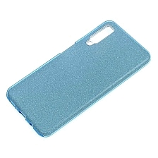 Чехол накладка Shine для SAMSUNG Galaxy A7 2018 (SM-A750), силикон, блестки, цвет голубой