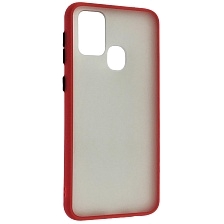 Чехол накладка SKIN SHELL для SAMSUNG Galaxy M31 (SM-M315), силикон, пластик, цвет окантовки красный