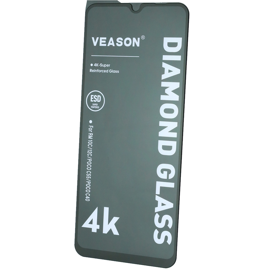 Защитное стекло VEASON Diamond Glass для XIAOMI Redmi 10C, Redmi 12C, Redmi A3, Redmi A3x, XIAOMI POCO C40, POCO C55, POCO C61, POCO C63, цвет окантовки черный