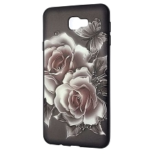 Чехол накладка для SAMSUNG Galaxy J7 Prime (SM-G610), силикон, рисунок Розы и бабочка.