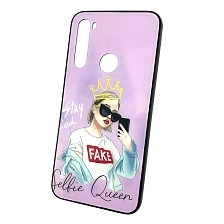 Чехол накладка для XIAOMI Redmi Note 8, силикон, стекло, рисунок королева селфи.