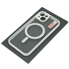 Чехол накладка Magnetic с поддержкой MagSafe для APPLE iPhone 14, силикон, защита камеры, цвет окантовки белый Чехол накладка Magnetic с поддержкой MagSafe для APPLE iPhone 14, силикон, защита камеры, цвет окантовки белый