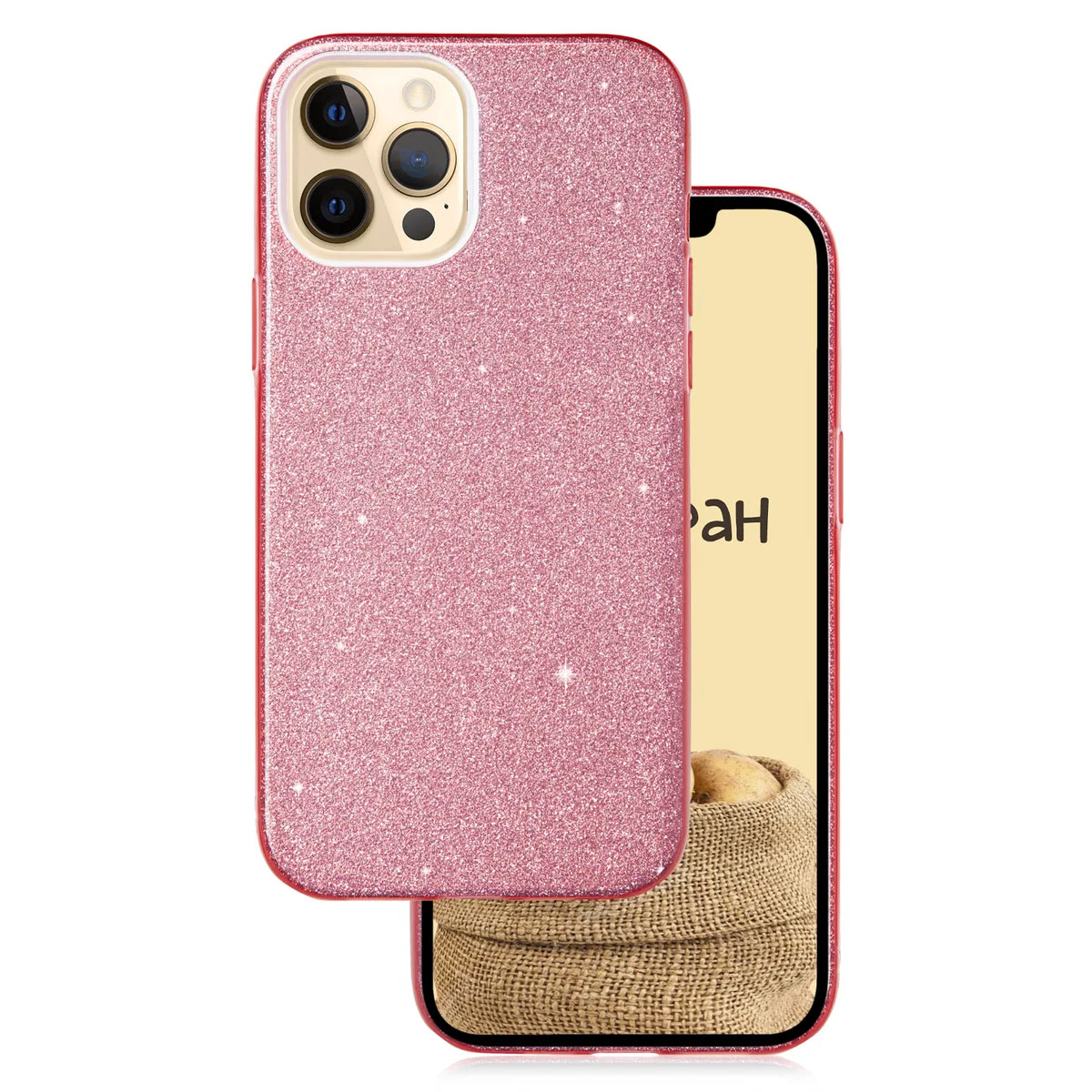 Чехол накладка Shine для APPLE iPhone 12 Pro MAX (6.7"), силикон, блестки, цвет розовый