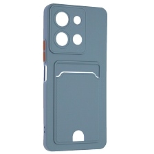 Чехол накладка BUTTON для VIVO Y36, защита камеры, силикон, отдел для карт, цвет космический серый | РЕТРО