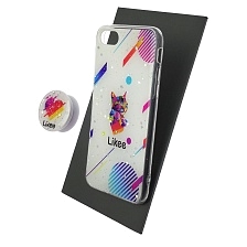 Чехол накладка для APPLE iPhone 7, iPhone 8, iPhone SE 2020, силикон, фактурный глянец, с поп сокетом, рисунок Likee