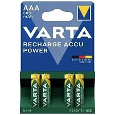 Аккумулятор перезаряжаемый VARTA R03 AAA BL4 NI-MH 800mAh, тип мизинчиковый Аккумулятор перезаряжаемый VARTA R03 AAA BL4 NI-MH 800mAh, тип мизинчиковый
