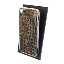 Чехол накладка для APPLE iPhone 5, iPhone 5G, iPhone 5S, iPhone SE, силикон, глянцевый, рисунок Коричневая кожа