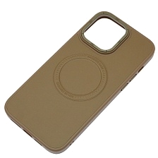 Чехол накладка Creative Stylish с поддержкой MagSafe для APPLE iPhone 14 Pro Max, защита камеры, экокожа, бархат, цвет коричневый