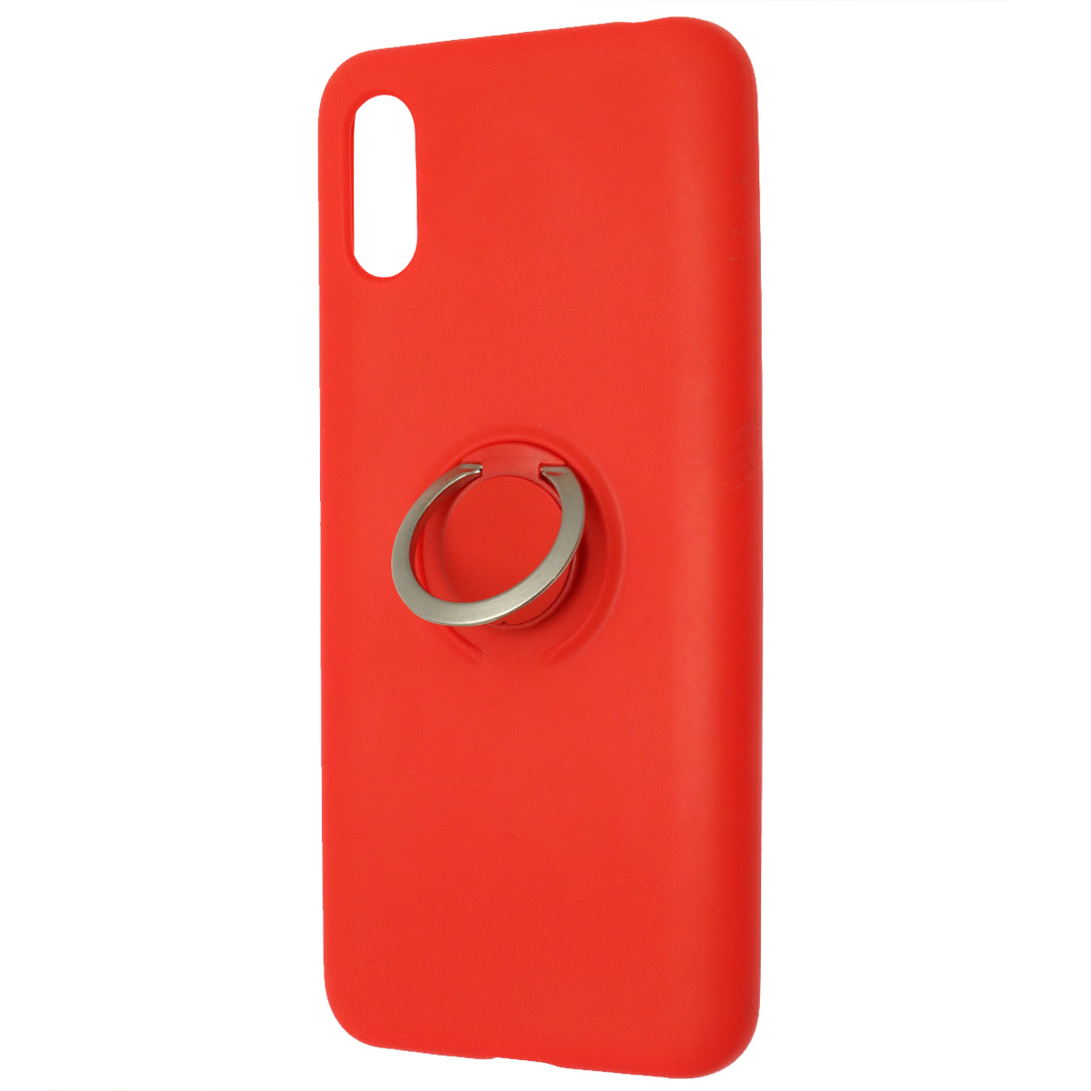 Чехол накладка RING для XIAOMI Redmi 9A, силикон, кольцо держатель, цвет красный