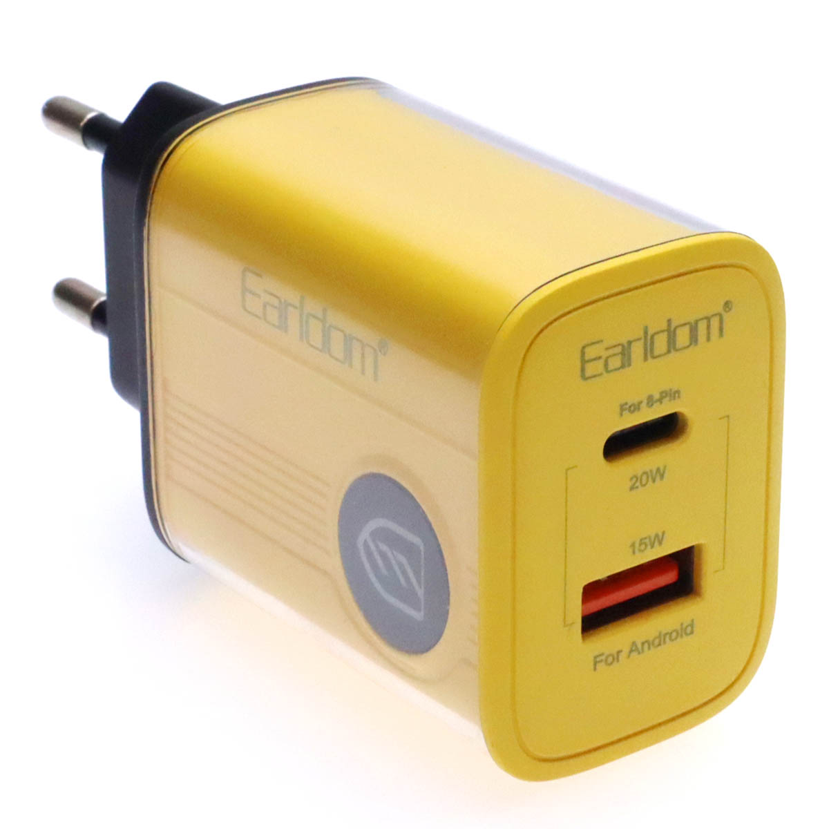 СЗУ (Сетевое зарядное устройство) EARLDOM ES-EU40 с кабелем USB Type C на USB Type C, QC3.0 15W, PD20 20W, длина 1 метр, цвет желтый