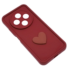 Чехол накладка для XIAOMI REDMI A4, силикон, 3D сердце, защита камеры, бортики, цвет бордовый