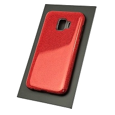 Чехол накладка Shine для SAMSUNG Galaxy J2 Core 2018 (SM-J260), силикон, блестки, цвет красный