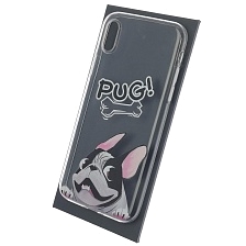 Чехол накладка для APPLE iPhone Х, силикон, рисунок PUG 01.