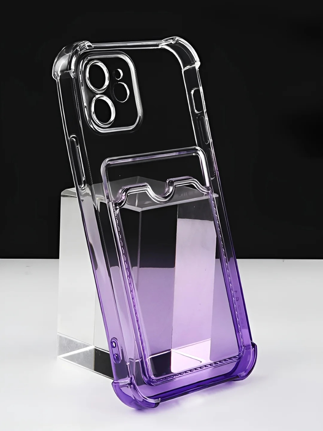 Чехол накладка SHockprOOF для APPLE iPhone 13, защита камеры, противоударный, цвет прозрачный с фиолетовым градиентом