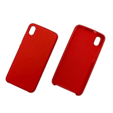 Чехол накладка для XIAOMI REDMI 7A, силикон, бархат, цвет красный.