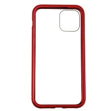 Чехол магнитный для APPLE iPhone 11 Pro, стекло, металл, цвет окантовки красный (-70%)