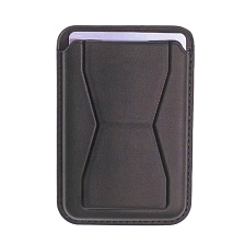 Чехол картхолдер MagSafe на смартфон APPLE для банковских карт, подставка, экокожа, цвет темно синий
