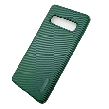 Чехол накладка Cherry для SAMSUNG Galaxy S10 (SM-G973), силикон, полоски, цвет темно зеленый.