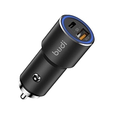 АЗУ (Автомобильное зарядное устройство) BUDI CC628TQB, 38W, PD 20W, QC3.0 18W, 1 USB-A, 1 USB-C (Type C), цвет черный
