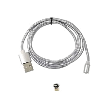 Магнитный зарядный кабель FLOVEME Lightning 8 pin, 2A, длина 1 метр, цвет серебристый