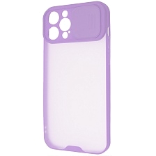 Чехол накладка LIFE TIME для APPLE iPhone 12 Pro MAX (6.7"), силикон, пластик, матовый, со шторкой для защиты задней камеры, цвет окантовки сиреневый