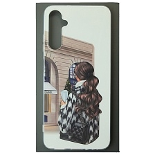 Чехол накладка для SAMSUNG Galaxy A05s, силикон, глянцевый, рисунок Девушка с сумкой Шанель