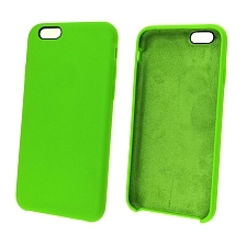 Чехол накладка Silicon Case для APPLE iPhone 6, 6G, 6S, силикон, бархат, цвет салатовый.