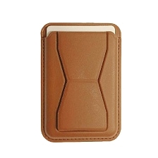 Чехол картхолдер MagSafe на смартфон APPLE для банковских карт, подставка, экокожа, цвет коричневый