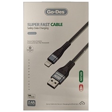 Кабель GO-DES GD-UC520 Lightning 8 pin, 2.4A, длина 1 метр, цвет черно бежевый