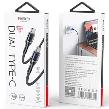 Кабель Yesido CA166 USB Type C на USB Type C, 240W, длина 1.2 метра, нейлон, цвет черный