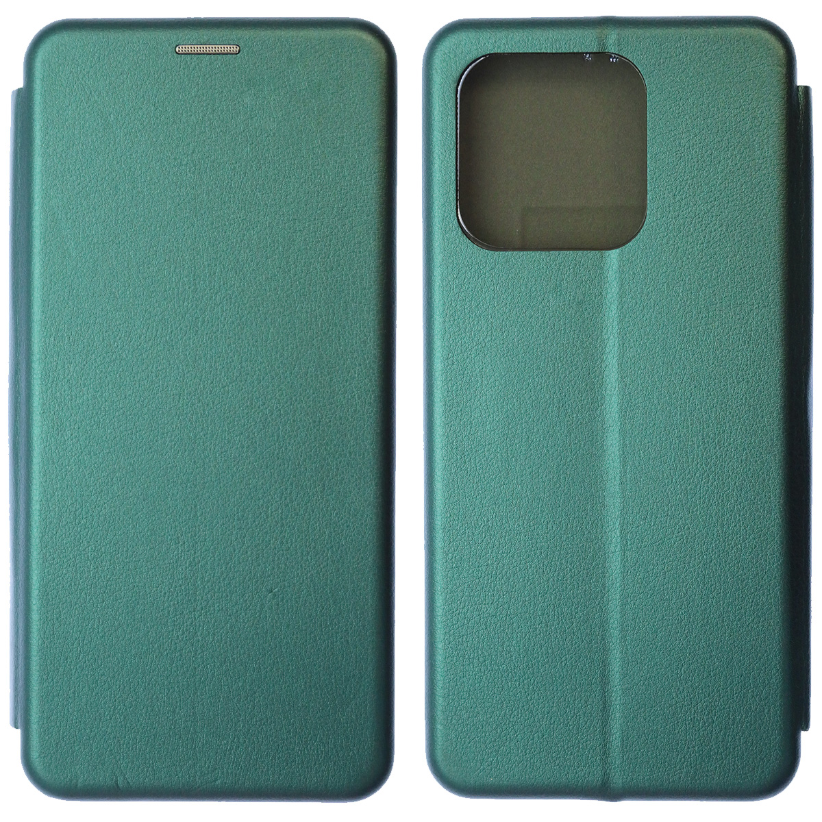 Чехол книжка STYLISH для XIAOMI Redmi 12C, POCO C55, экокожа, визитница, цвет темно зеленый