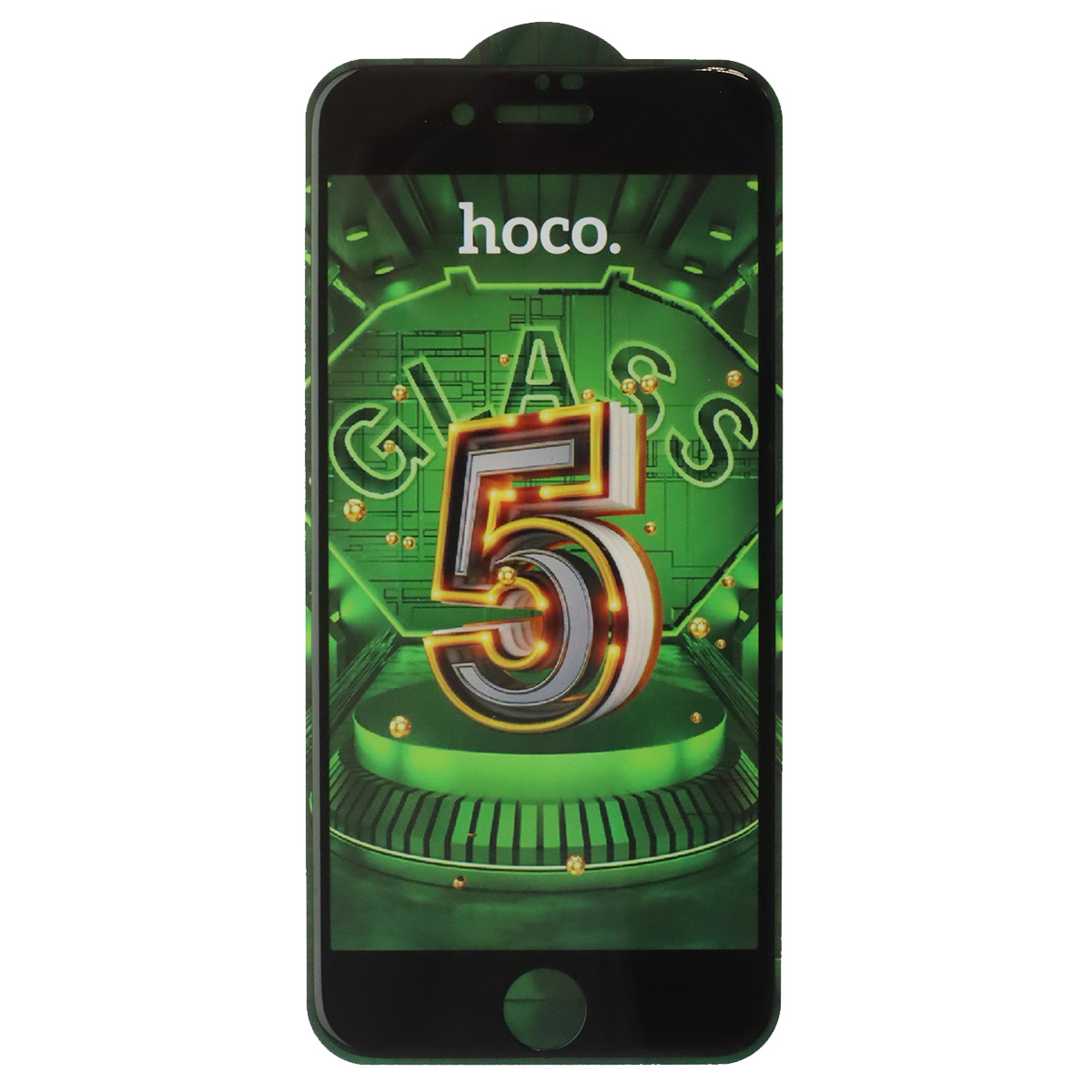 Защитное стекло 5D HOCO G12 для APPLE iPhone 7, iPhone 8, цвет окантовки черный