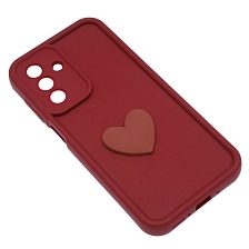 Чехол накладка для SAMSUNG Galaxy A26, силикон, 3D сердце, защита камеры, бортики, цвет бордовый