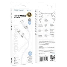 Кабель BOROFONE BX106 Charge USB Type C, 3A, длина 1 метр, цвет белый