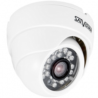 SVC-D89 (2.8мм) Видеокамера цветная купольная, 1.0 Mpix, объектив 2.8 мм, ИК-подсветка до 20 м, с OSD джойстиком, в пластиковом корпусе, 12В.