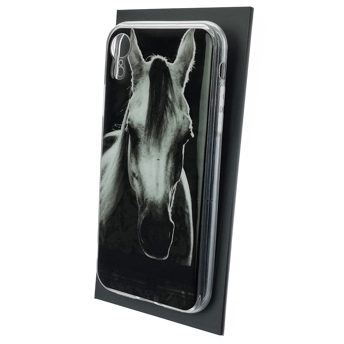 Чехол накладка для APPLE iPhone XR, силикон, глянцевый, рисунок Серый конь