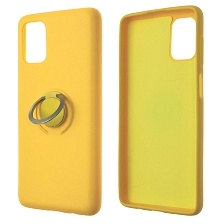 Чехол накладка RING для SAMSUNG Galaxy M51 (SM-515), силикон, бархат, кольцо держатель, цвет желтый