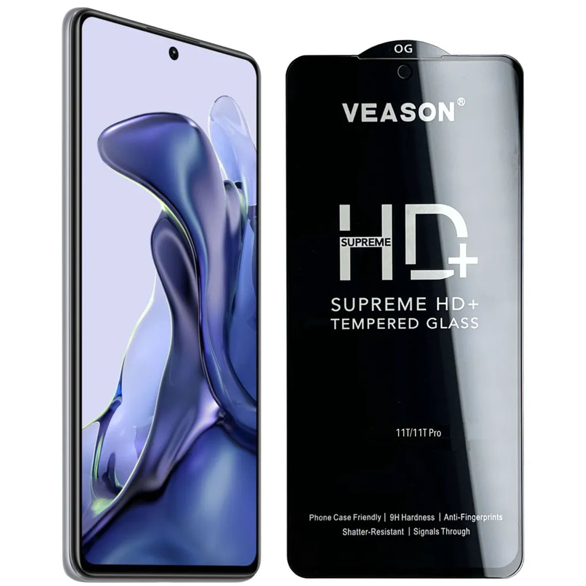 Защитное стекло VEASON HD+ для XIAOMI 11T, XIAOMI 11T Pro, цвет окантовки черный