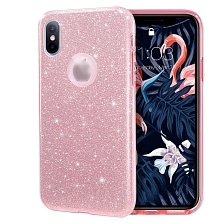 Чехол накладка Shine для APPLE iPhone XS MAX, силикон, блестки, цвет розовый