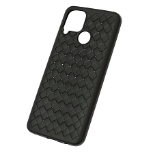 Чехол накладка для Realme C15, силикон, плетение, цвет черный