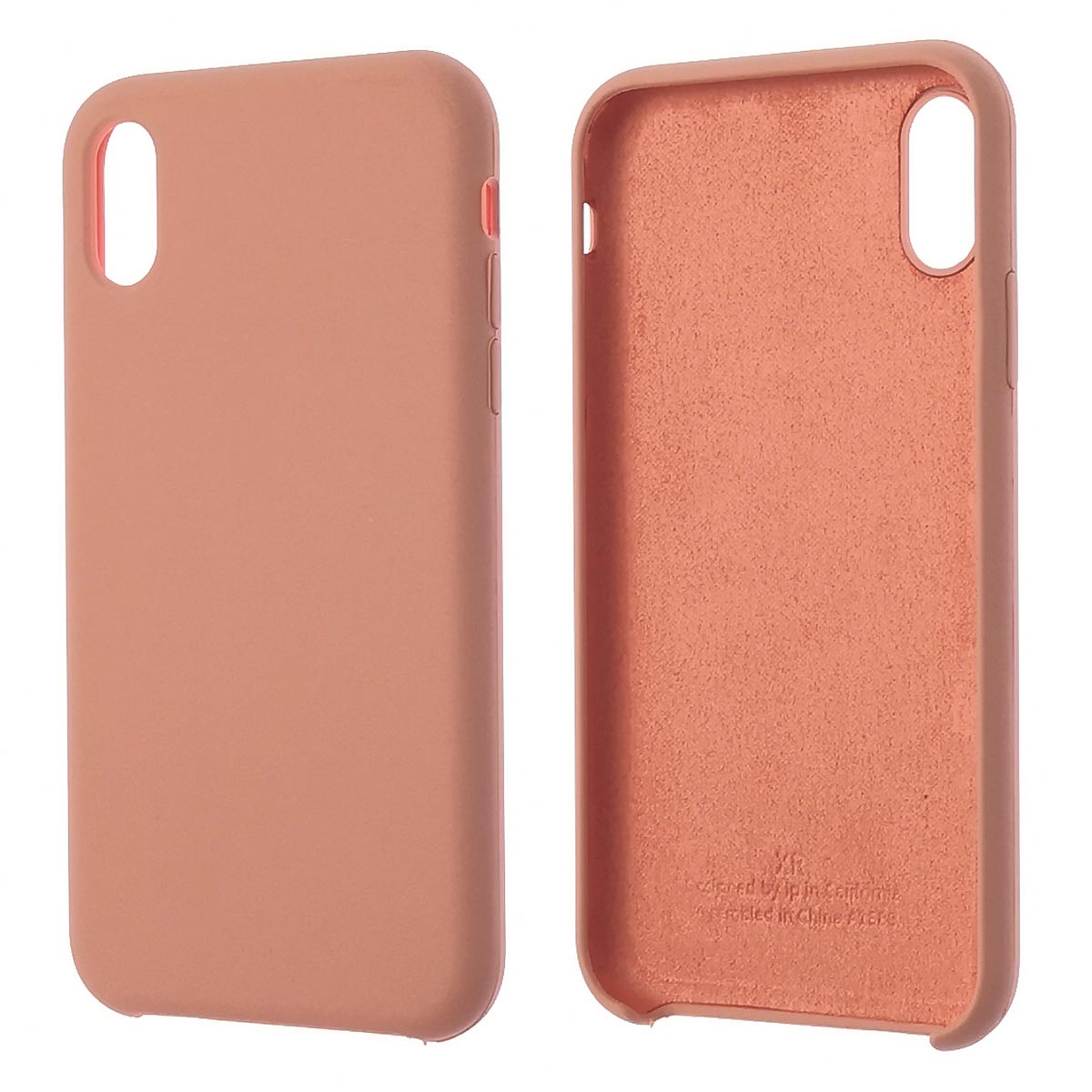 Чехол накладка Silicon Case для APPLE iPhone XR, силикон, бархат, цвет розово оранжевый