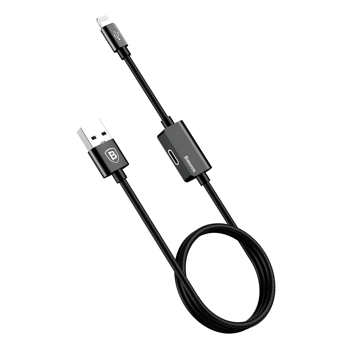 Кабель переходник Baseus Music Series Audio Cable APPLE Lightning 8 pin, доп разъем APPLE Lightning 8 pin, 2A, длина 1 метр, цвет черный
