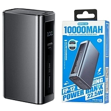 Внешний портативный аккумулятор, Power Bank REMAX FP-12, 10000 mAh, 22.5W, Led дисплей, цвет серый