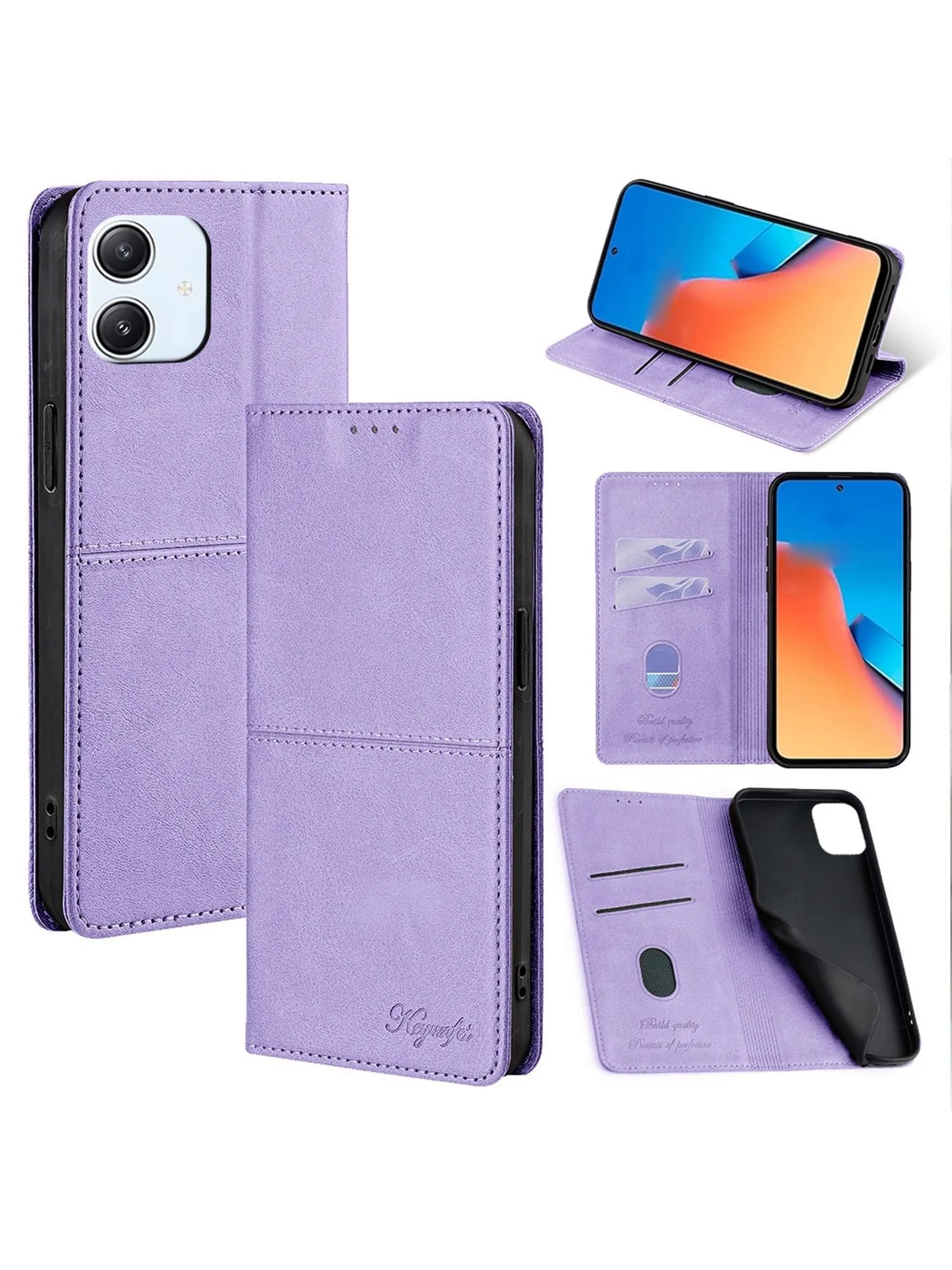 Чехол книжка для OPPO A3 4G, OPPO A3X 4G, экокожа, визитница, цвет сиреневый