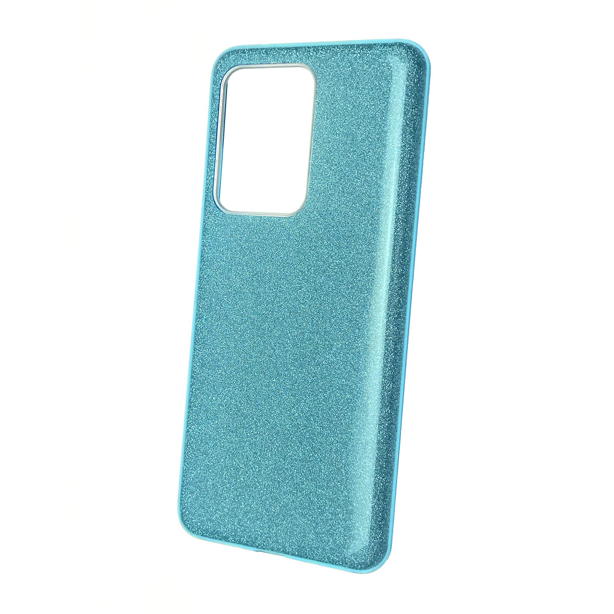 Чехол накладка Shine для SAMSUNG Galaxy S20 Ultra (SM-G988), силикон, блестки, цвет голубой.