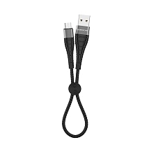 Кабель BOROFONE BX32 Munificent Micro USB, 2.4A, длина 25 сантиметров, силиконовый, армированная нейлоновая оплетка, цвет черный