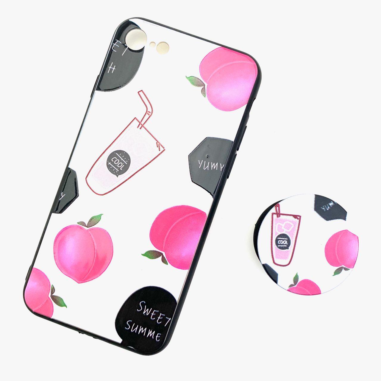 Чехол накладка для APPLE iPhone 7, 8, силикон, с поп сокетом, рисунок Сок.
