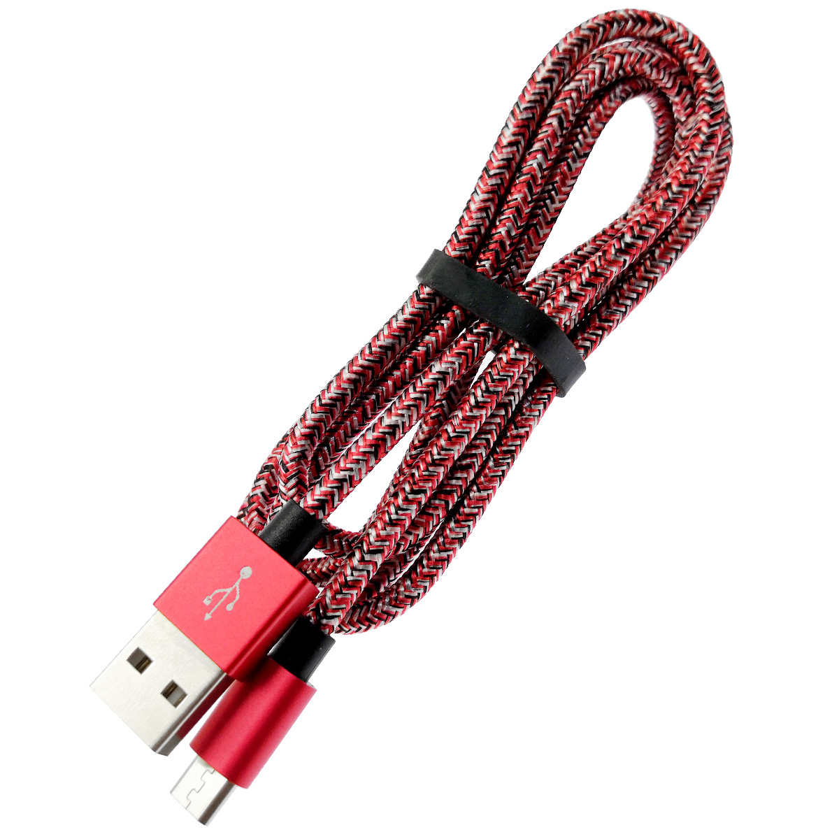 USB Дата кабель SADG&SHRFG Micro USB, длина 1 метр, тканевое армирование, цвет красно белый