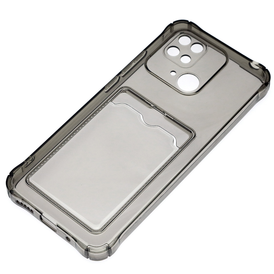 Чехол накладка CARD CASE для XIAOMI Redmi 10C, XIAOMI POCO C40, силикон, защита камеры, отдел для карт, цвет прозрачно черный