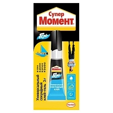 Клей-гель Супер Момент универсальный, 3г, отрывной, в блистере 12 штук, прозрачный Клей-гель Супер Момент универсальный, 3г, отрывной, в блистере 12 штук, прозрачный